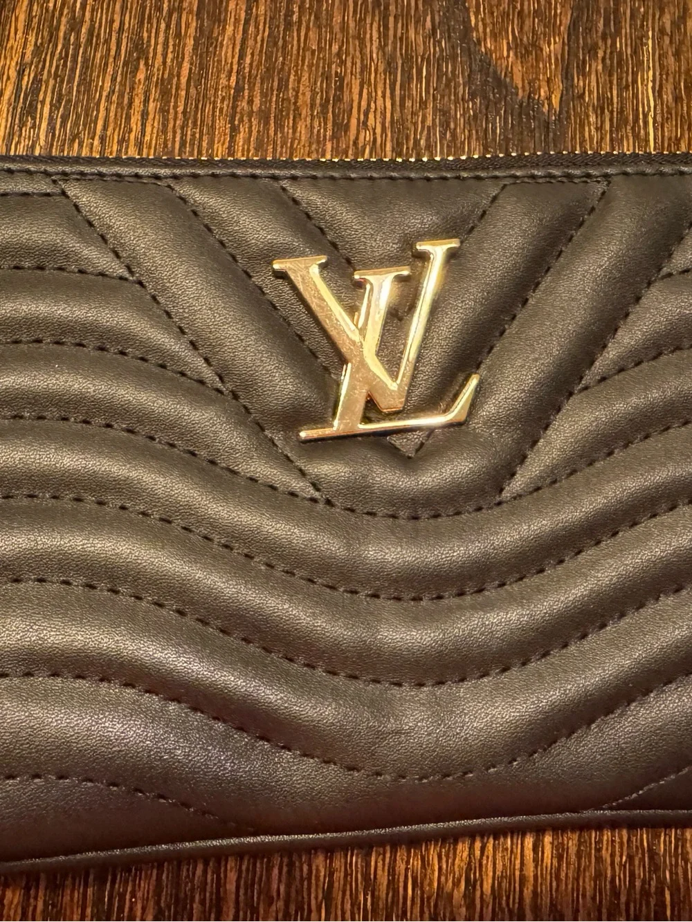 Black Quilted Leather Zip Pouch-Inspired